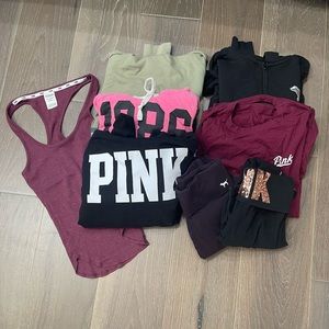 - Pink bundle: includes 4 hoodies, 2 yoga pants. T shirt and tank top. Siz…